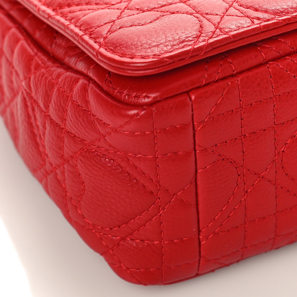 Calfskin Cannage Dioramour Small Caro Bag Bright Red