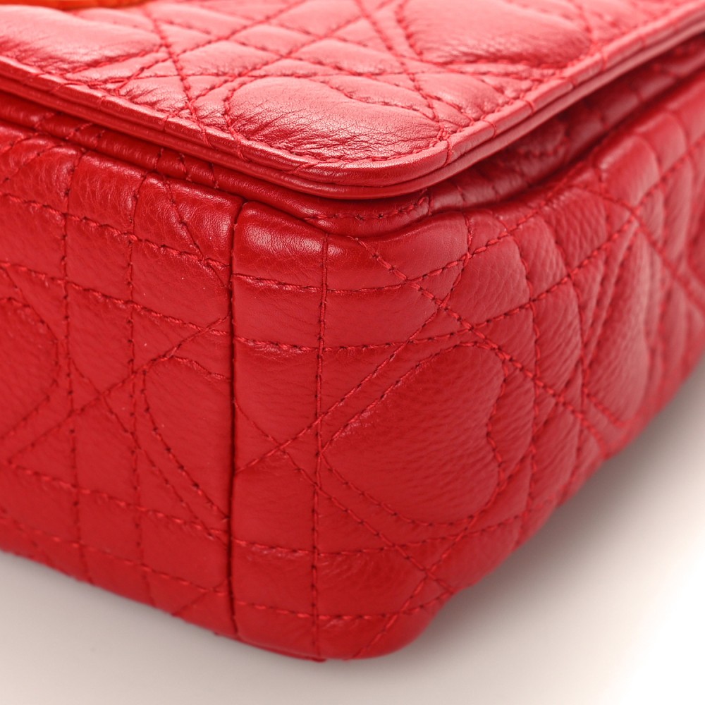 Calfskin Cannage Dioramour Small Caro Bag Bright Red