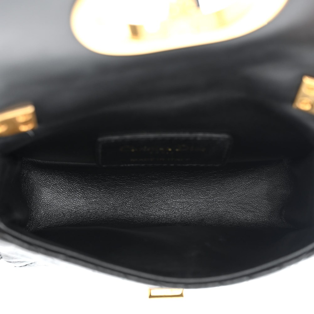 Supple Calfskin Cannage Micro Caro Bag Black