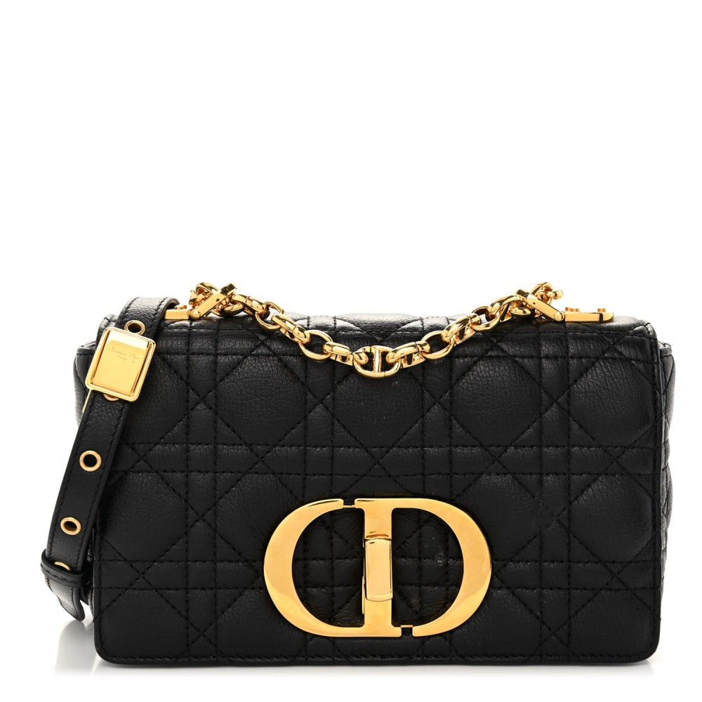 Calfskin Cannage Small Caro Bag Black