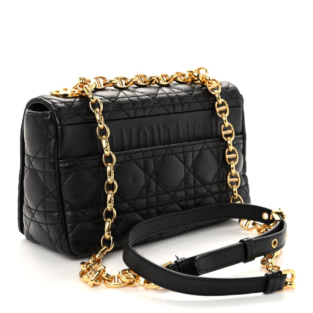 Calfskin Cannage Small Caro Bag Black