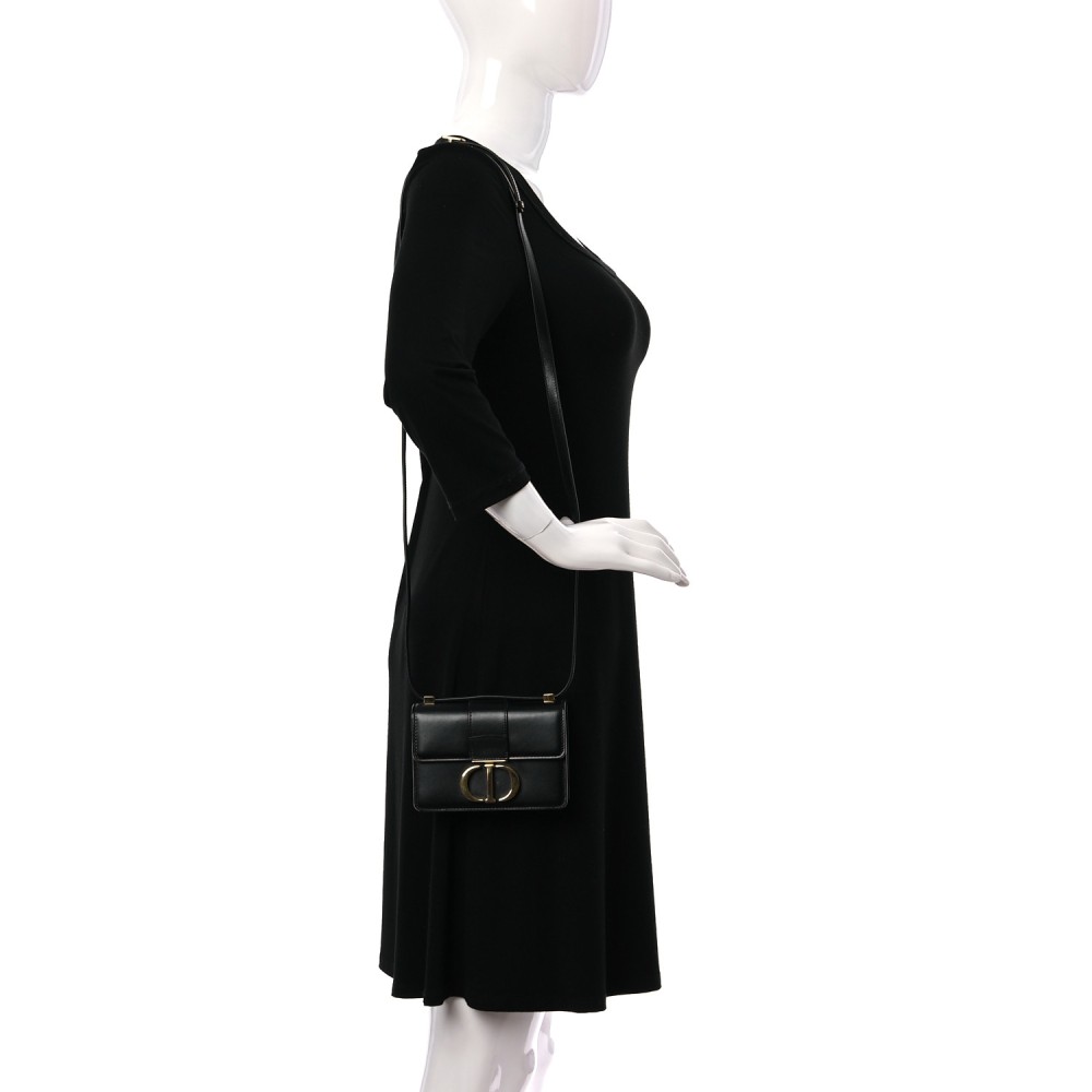 Smooth Calfskin Micro 30 Montaigne Flap Bag Black