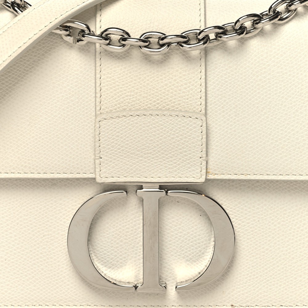 Grained Calfskin 30 Montaigne Chain Flap Bag White