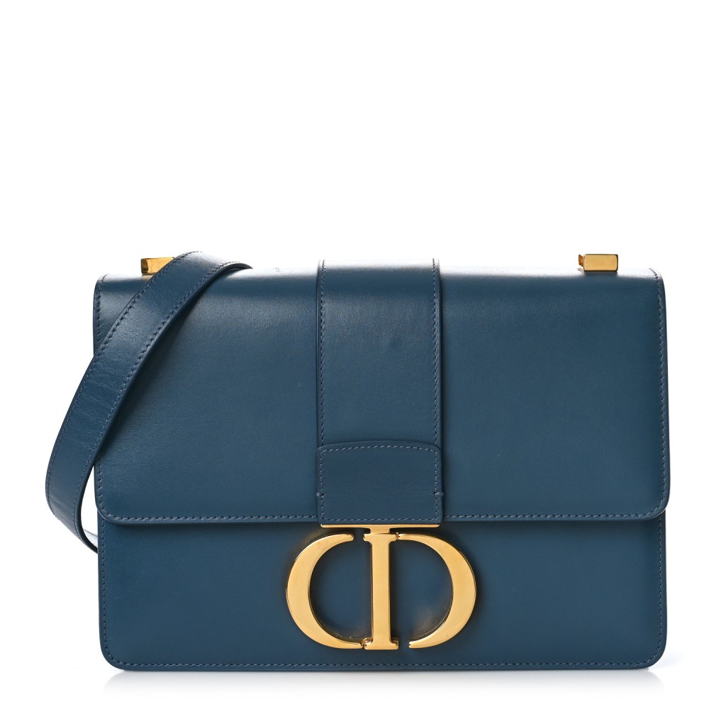 Smooth Calfskin 30 Montaigne Flap Bag Blue