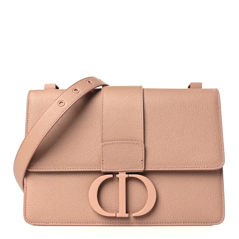 Ultra Matte Grained Calfskin 30 Montaigne Flap Bag Blush