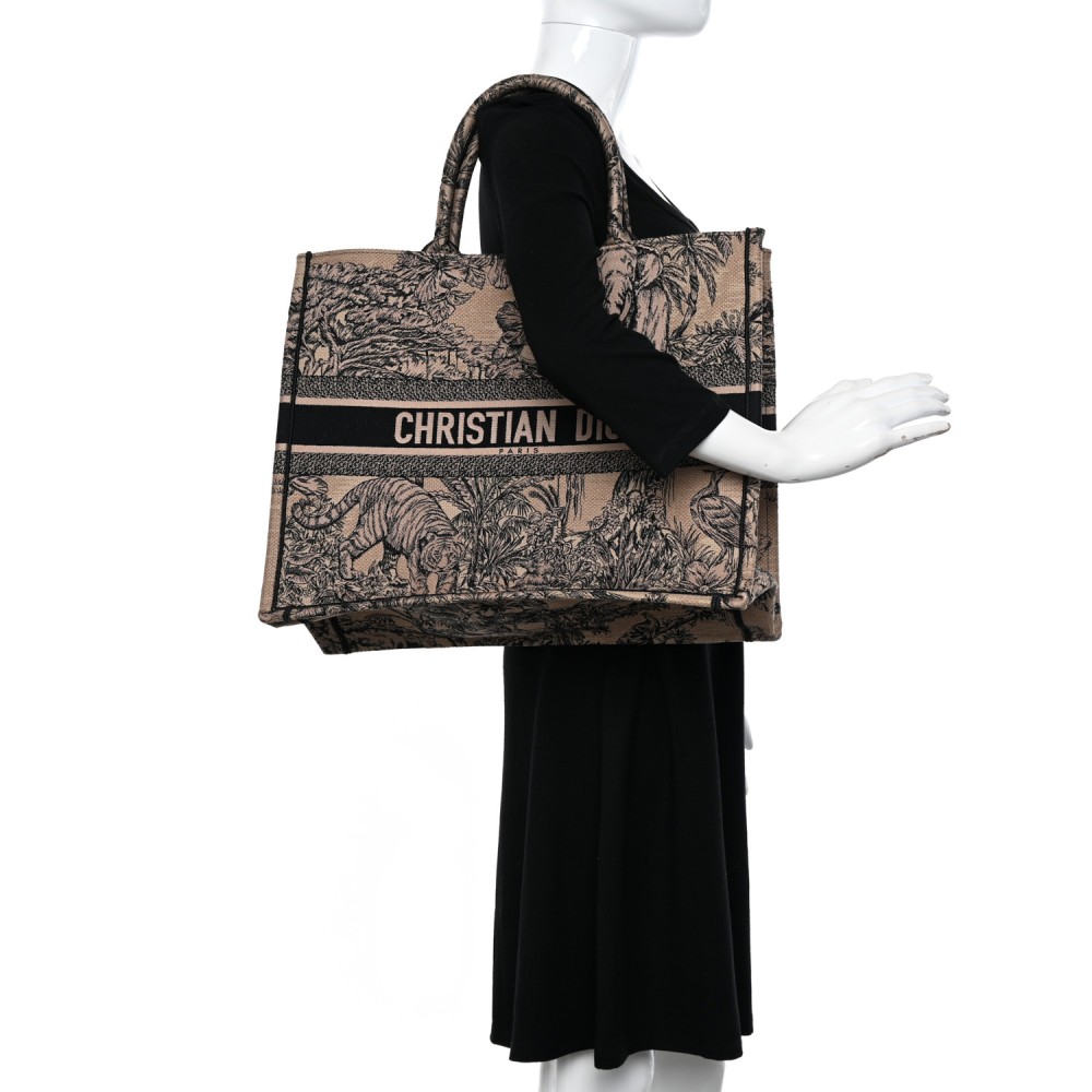 Canvas Embroidered Large Dioriviera Toile De Jouy Book Tote Black