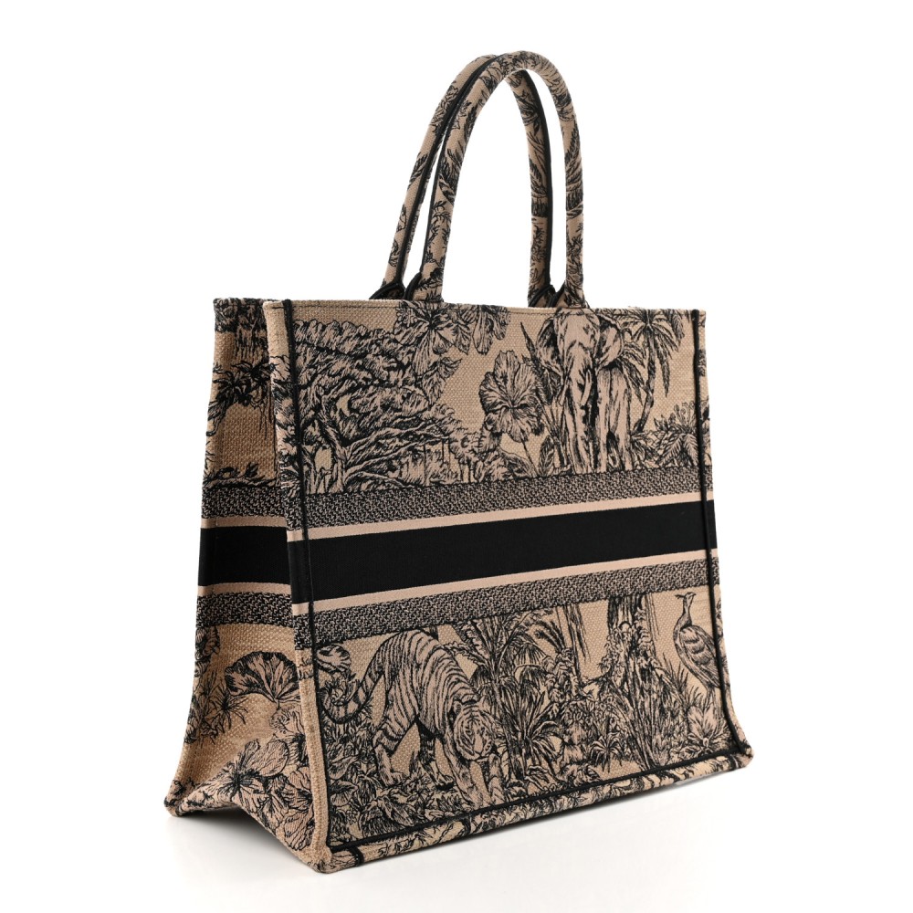 Canvas Embroidered Large Dioriviera Toile De Jouy Book Tote Black