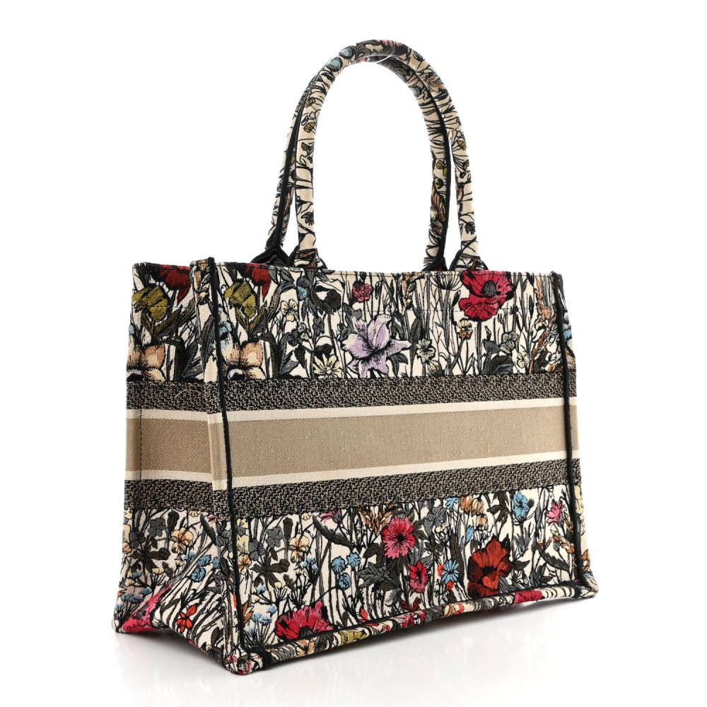 Canvas Embroidered Medium Mille Fleurs Book Tote Multicolor