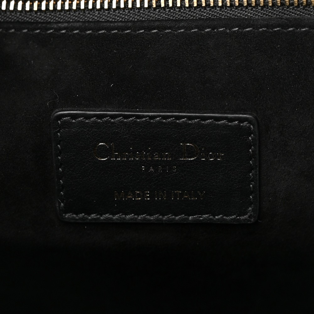 Calfskin Macro Cannage Medium Book Tote Black