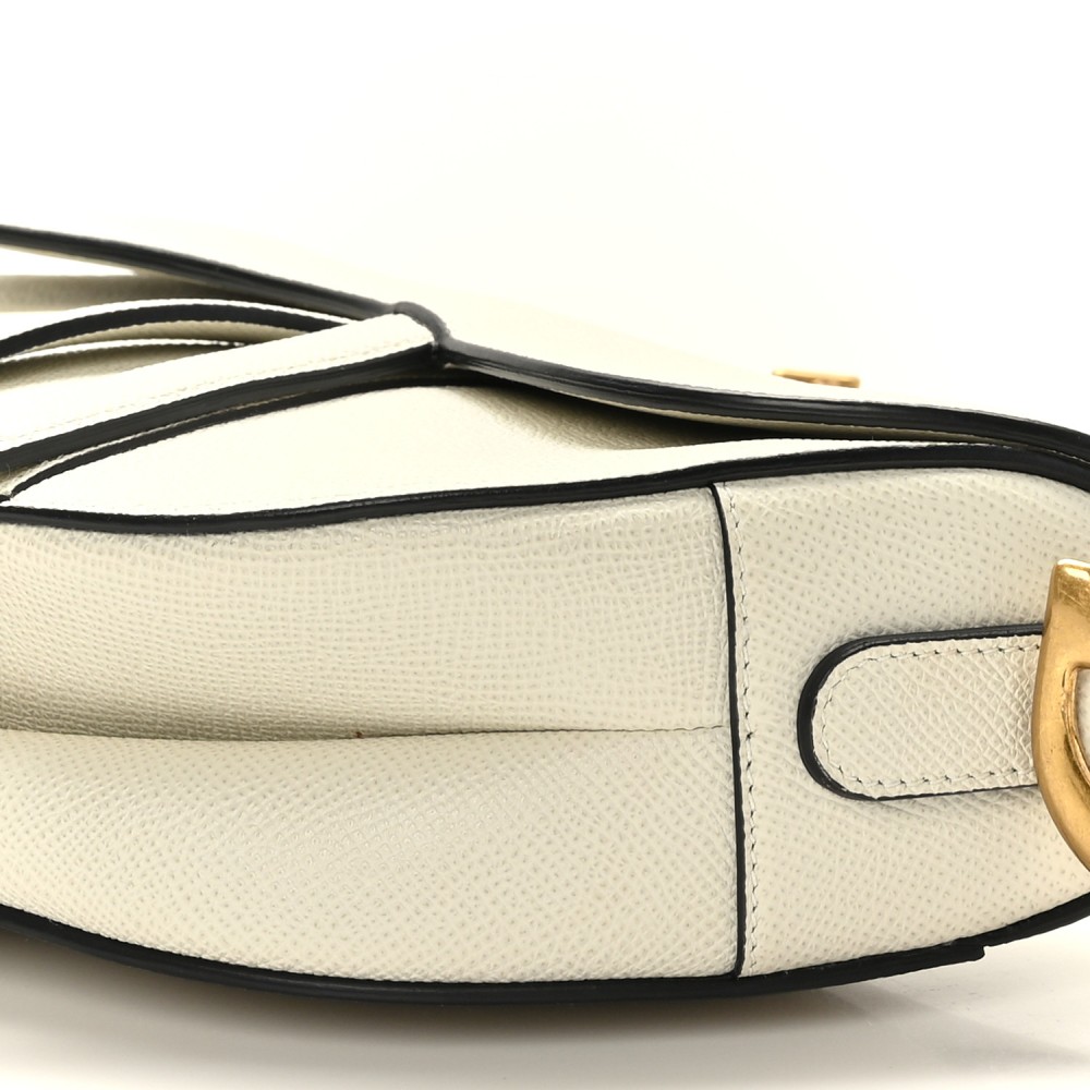 Grained Calfskin Saddle Bag White