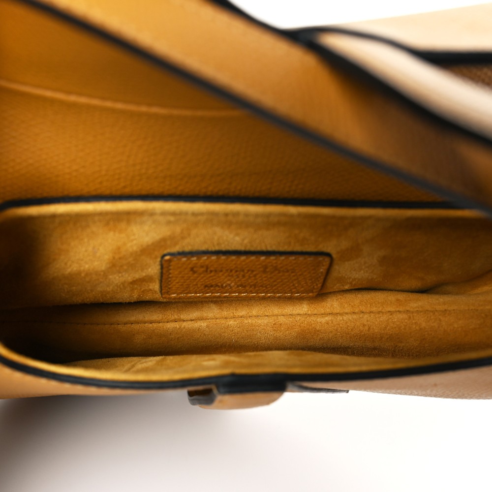 Grained Calfskin Mini Saddle Bag Dark Yellow