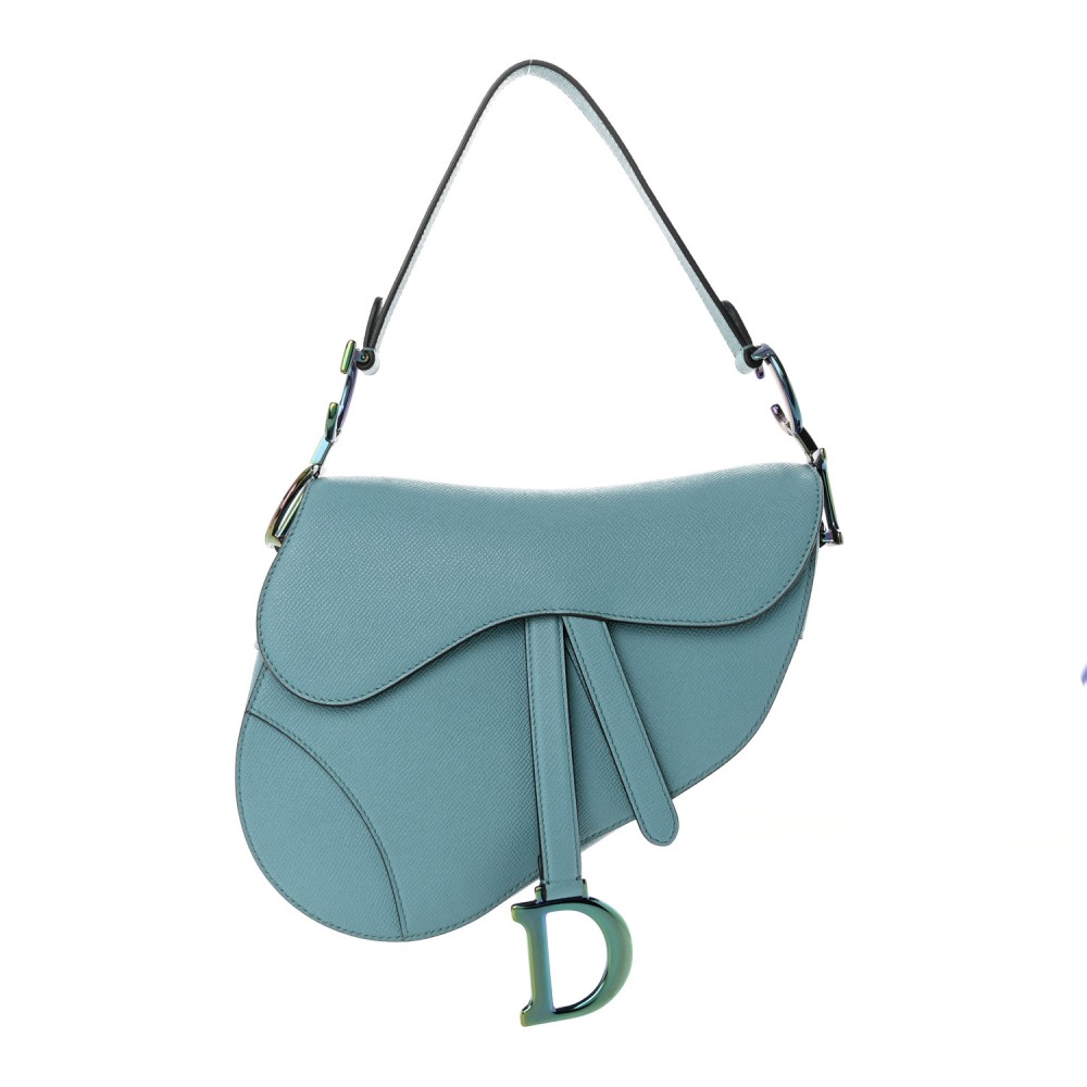 Grained Calfskin Saddle Bag Azure Blue