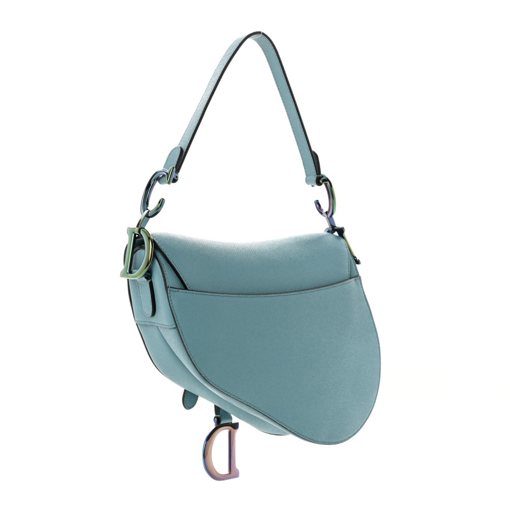 Grained Calfskin Saddle Bag Azure Blue