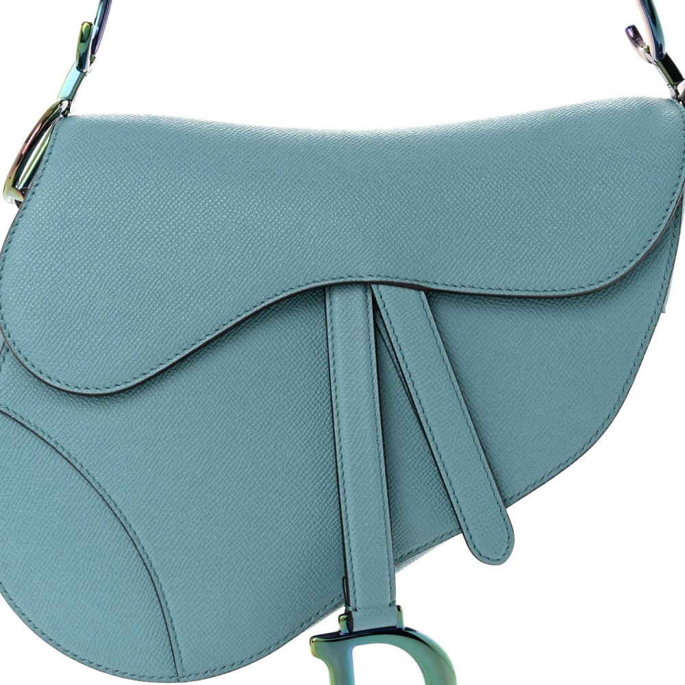 Grained Calfskin Saddle Bag Azure Blue