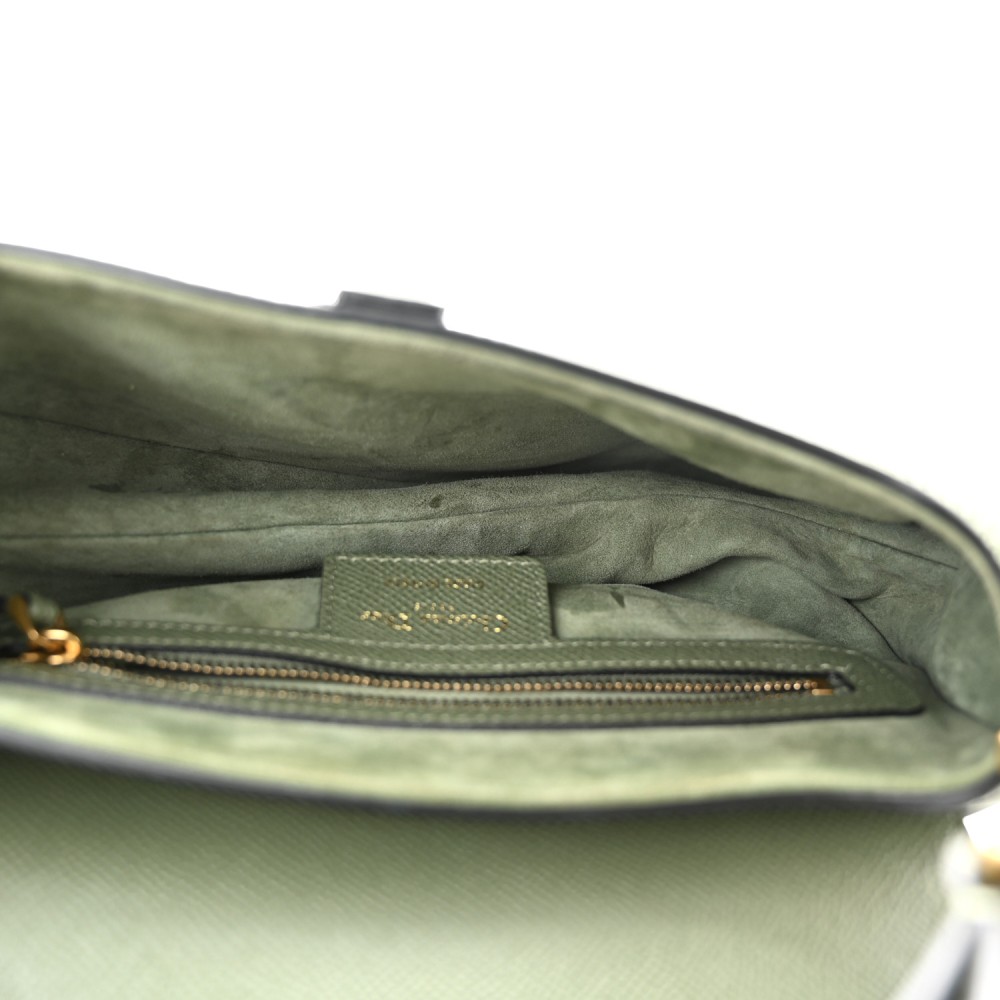 Grained Calfskin Saddle Bag With Strap Sage