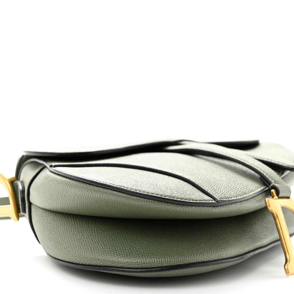 Grained Calfskin Saddle Bag With Strap Sage