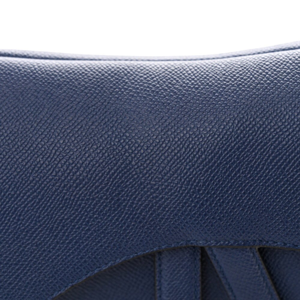 Grained Calfskin Saddle Bag With Strap Blue Royale