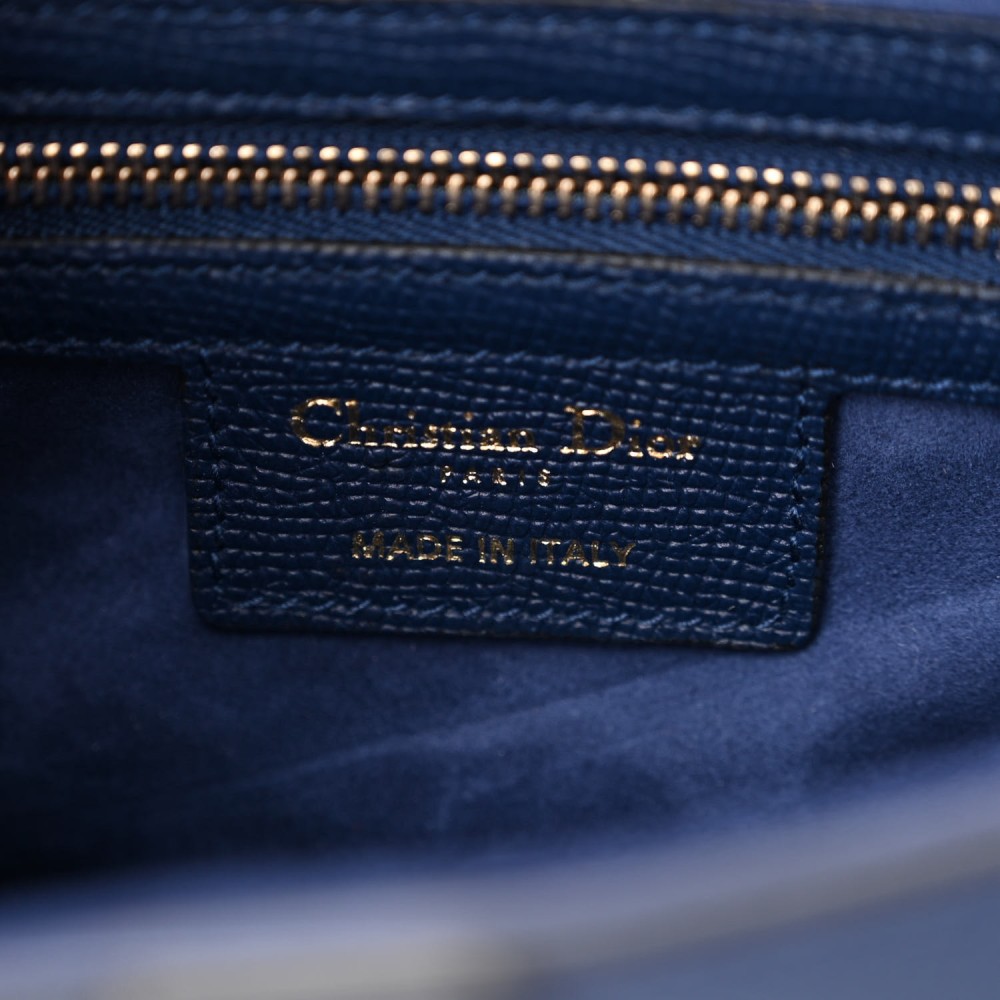 Grained Calfskin Saddle Bag With Strap Blue Royale