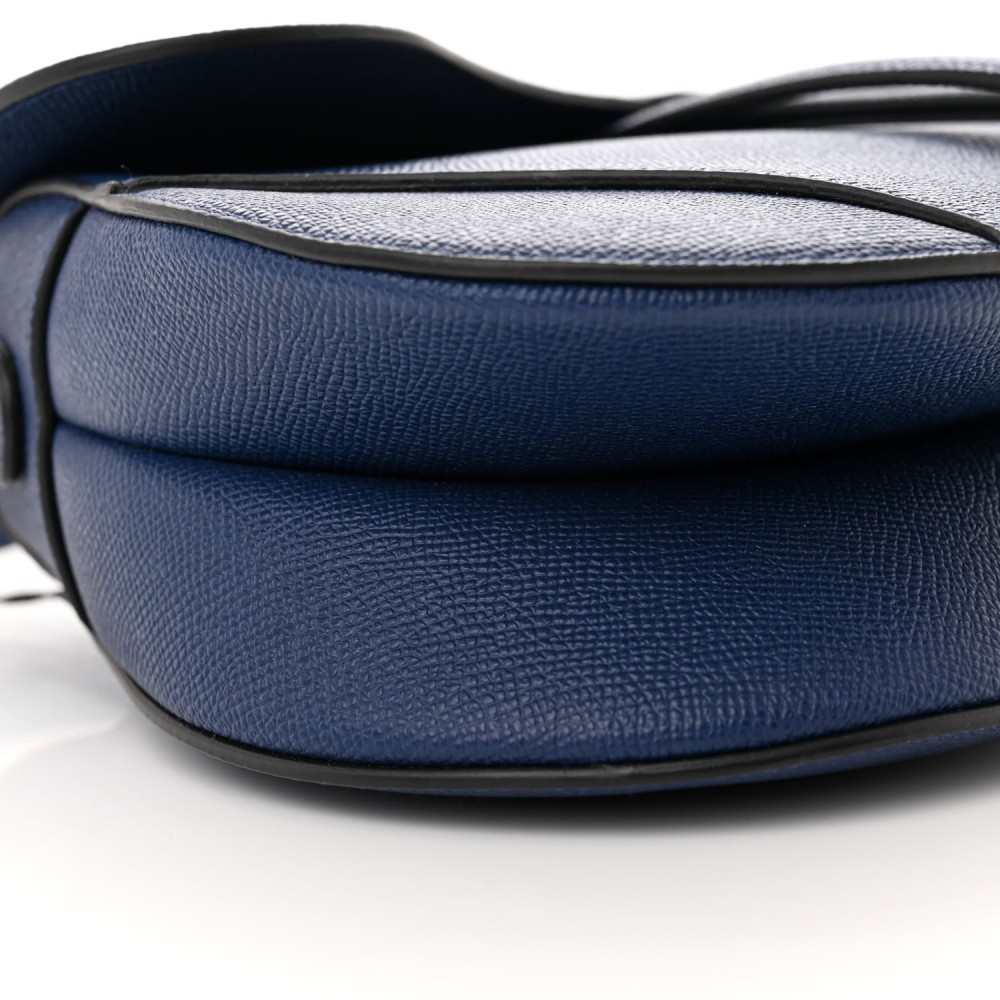 Grained Calfskin Saddle Bag With Strap Blue Royale