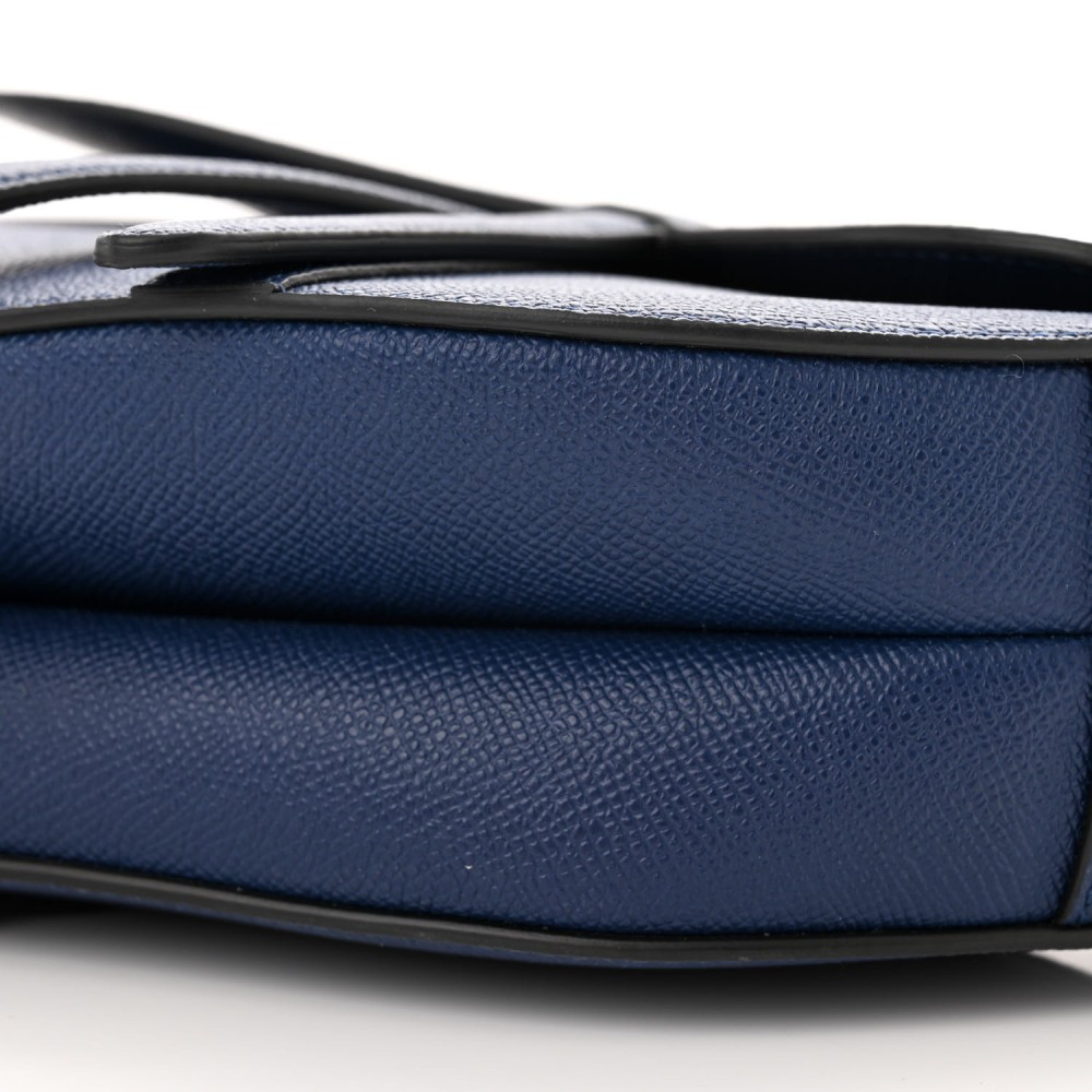 Grained Calfskin Saddle Bag With Strap Blue Royale