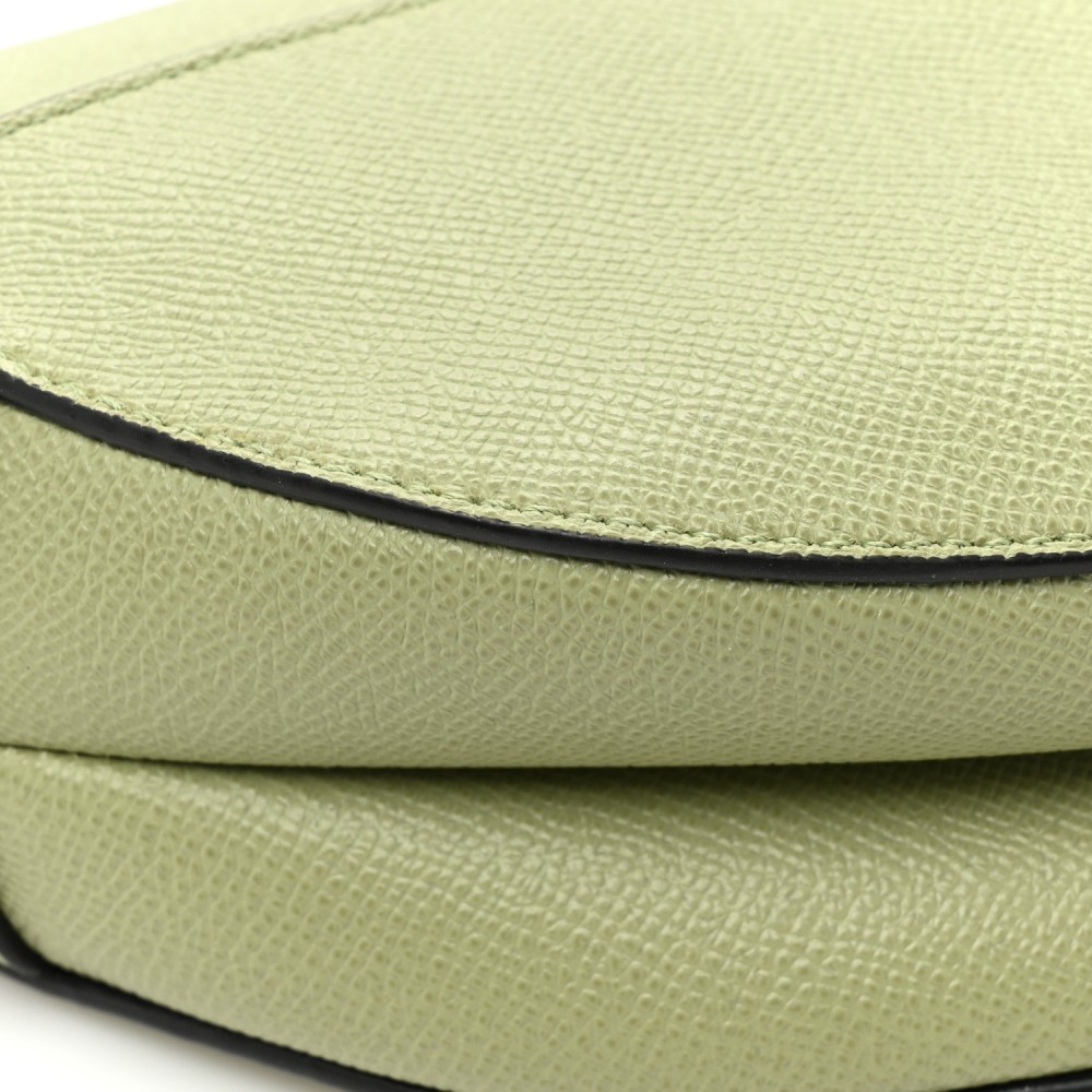 Grained Calfskin Saddle Bag With Strap Ethereal Green