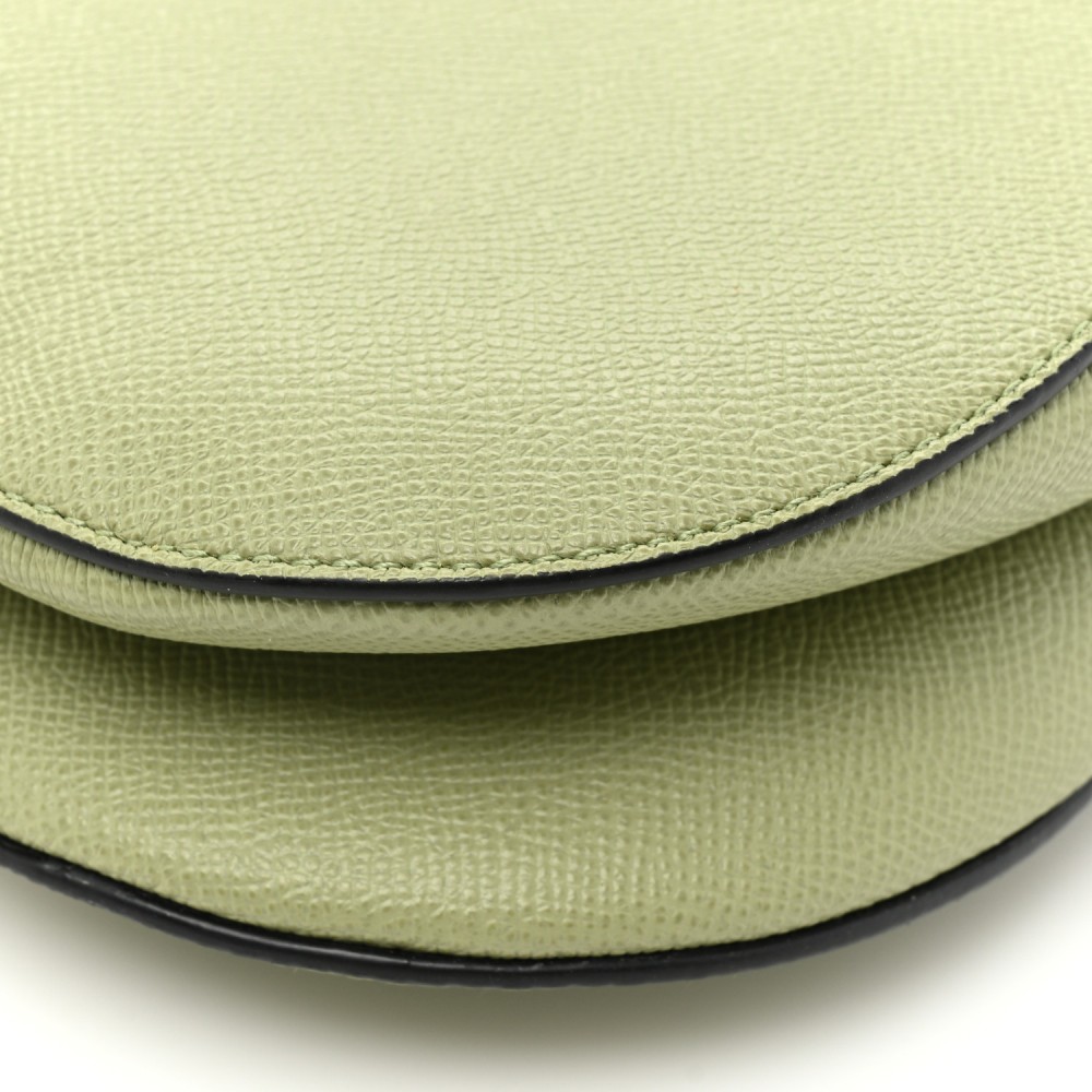 Grained Calfskin Saddle Bag With Strap Ethereal Green