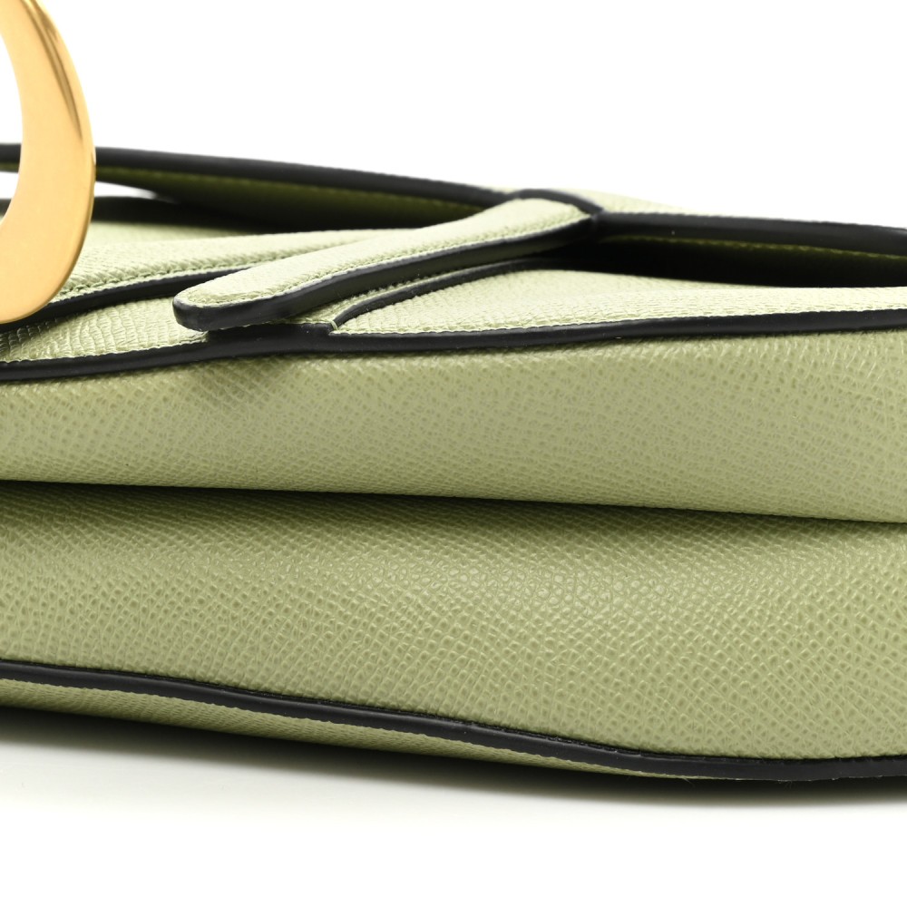 Grained Calfskin Saddle Bag With Strap Ethereal Green