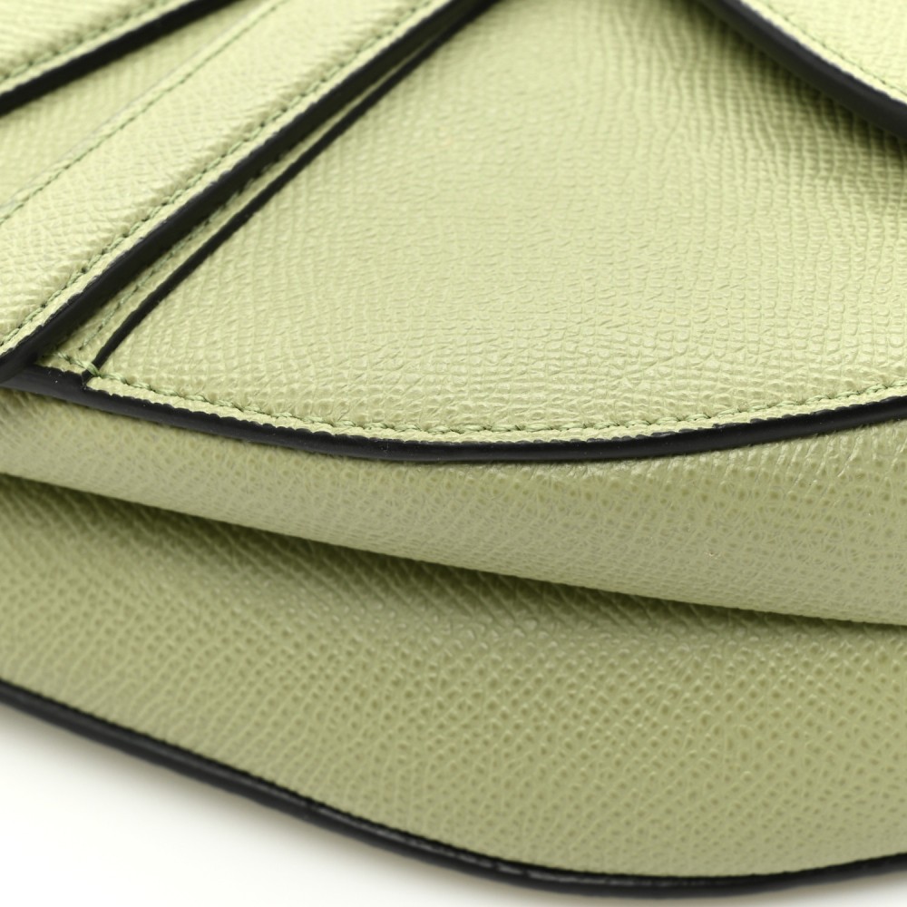 Grained Calfskin Saddle Bag With Strap Ethereal Green