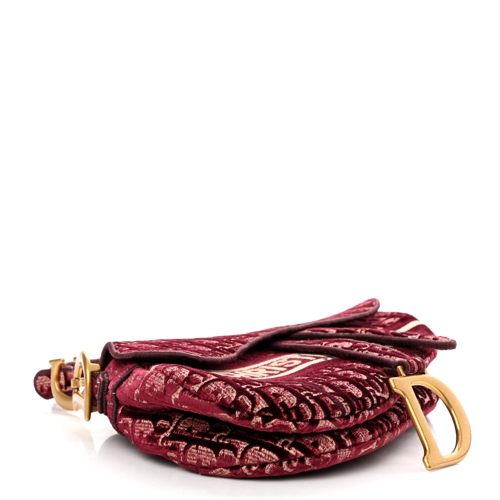 Velvet Oblique Saddle Bag Burgundy