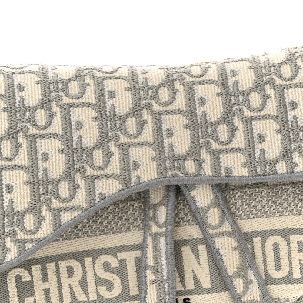 Oblique Embroidered Saddle Bag Gray