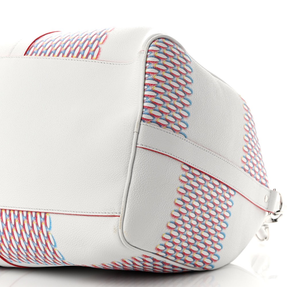 Cowhide Damier Spray Keepall Bandouliere 50B White