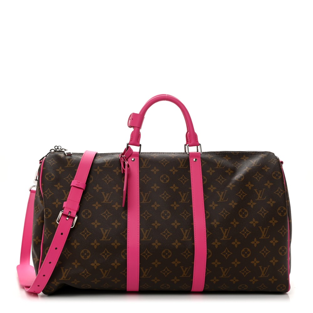 Monogram Macassar Keepall Bandouliere 50 Fuchsia