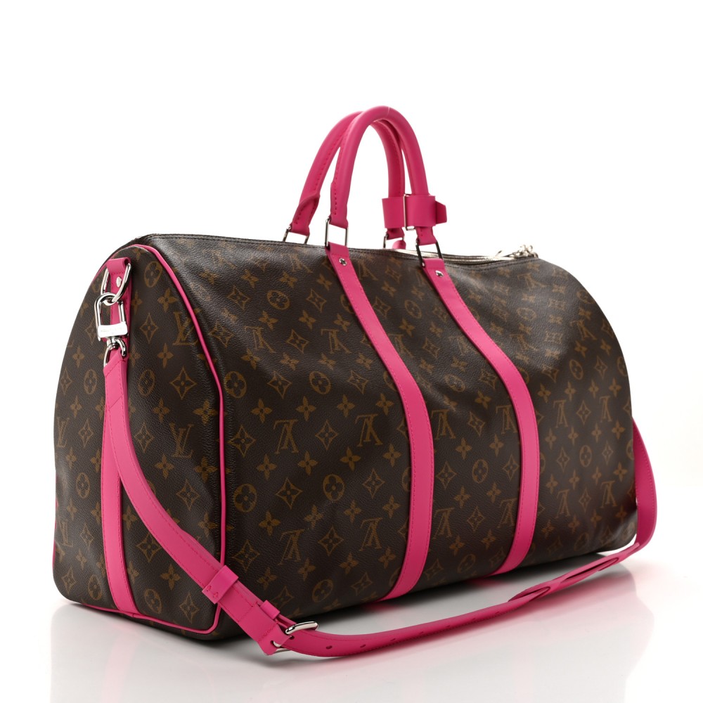 Monogram Macassar Keepall Bandouliere 50 Fuchsia