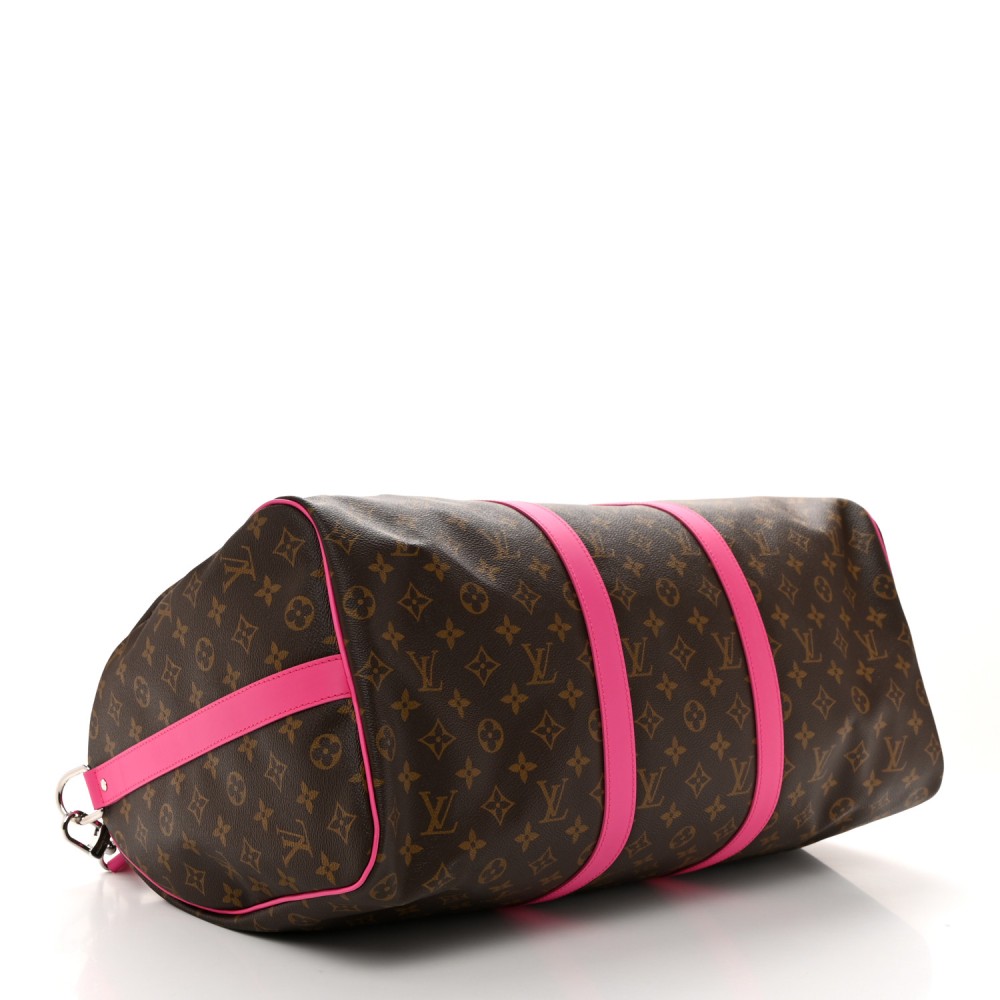 Monogram Macassar Keepall Bandouliere 50 Fuchsia