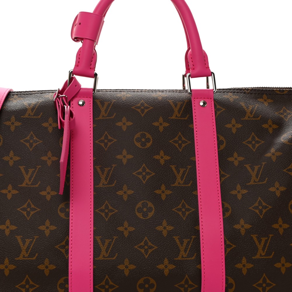 Monogram Macassar Keepall Bandouliere 50 Fuchsia