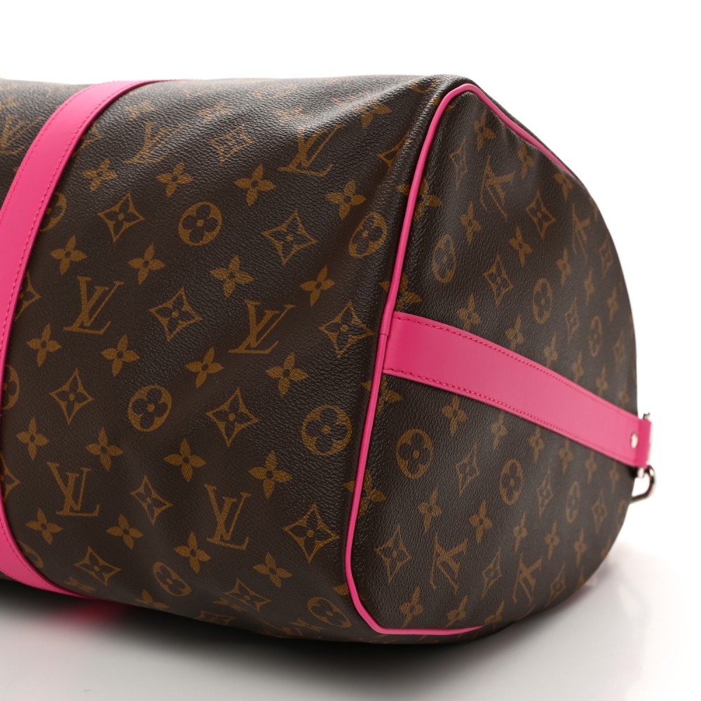 Monogram Macassar Keepall Bandouliere 50 Fuchsia