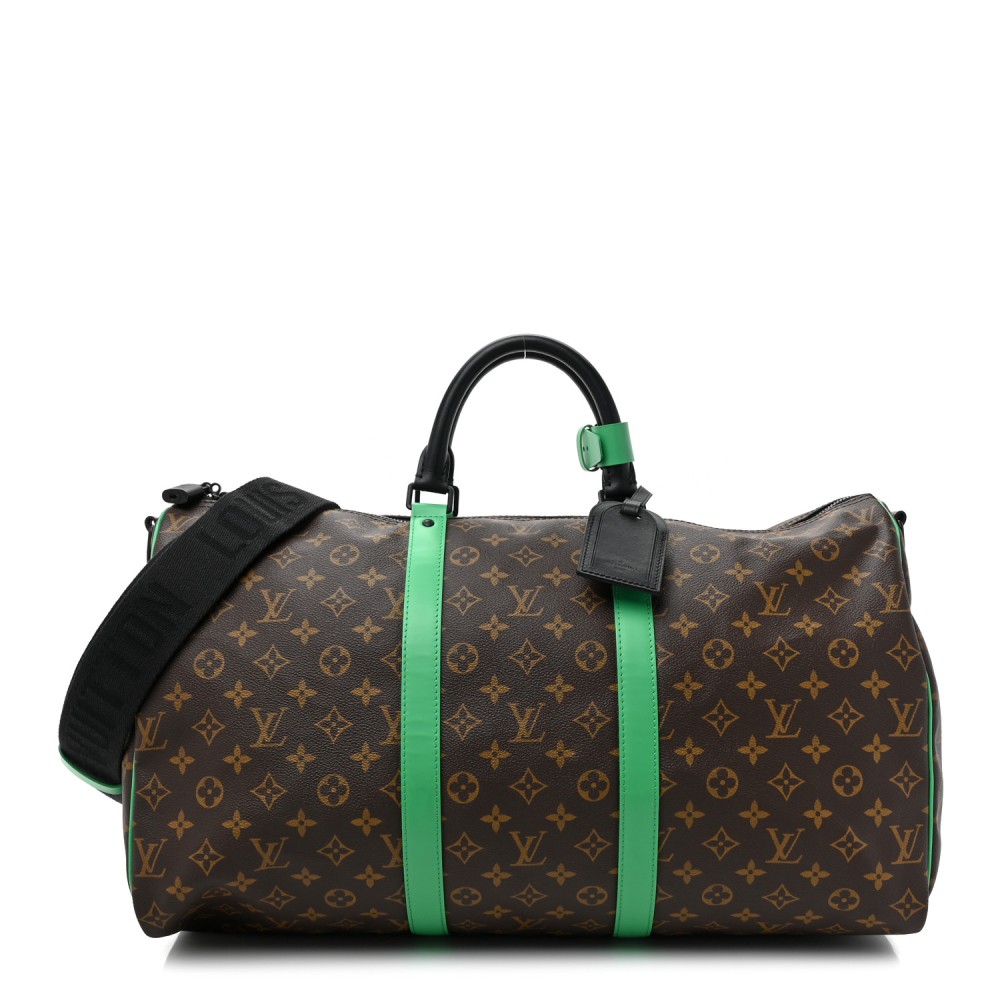 Monogram Macassar Keepall Bandouliere 50 Minty Green