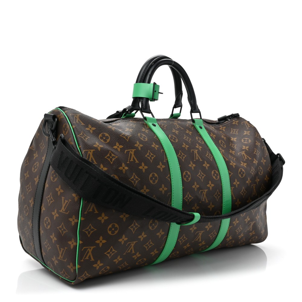 Monogram Macassar Keepall Bandouliere 50 Minty Green