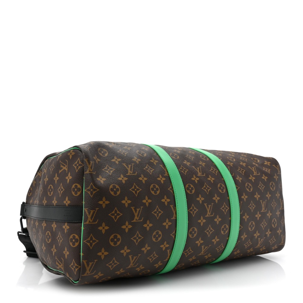 Monogram Macassar Keepall Bandouliere 50 Minty Green