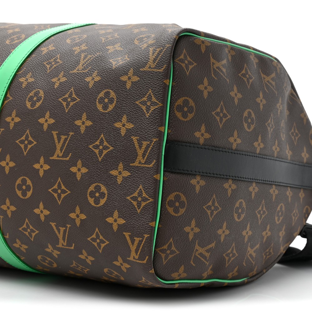 Monogram Macassar Keepall Bandouliere 50 Minty Green