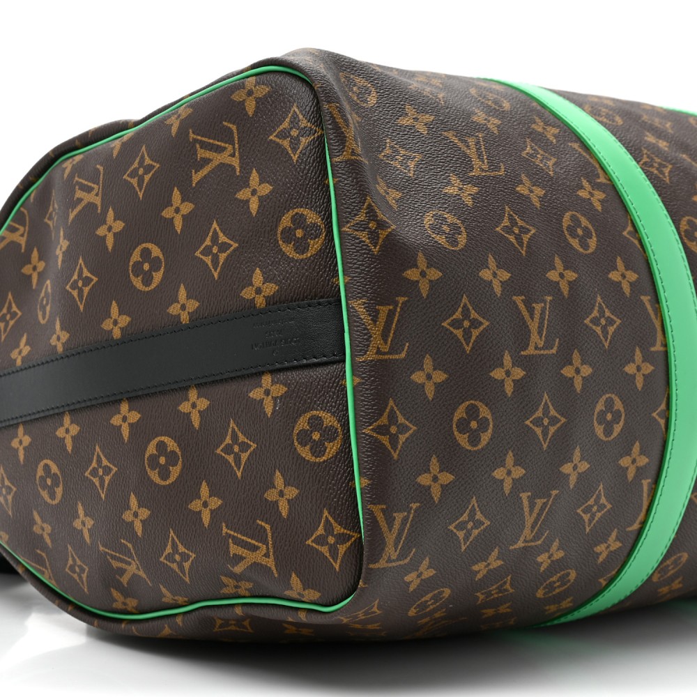 Monogram Macassar Keepall Bandouliere 50 Minty Green