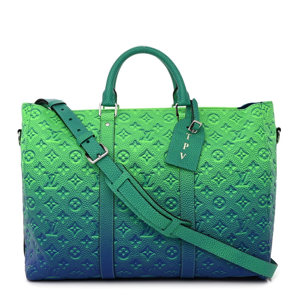 Taurillon Illusion Keepall Tote Bleu Vert