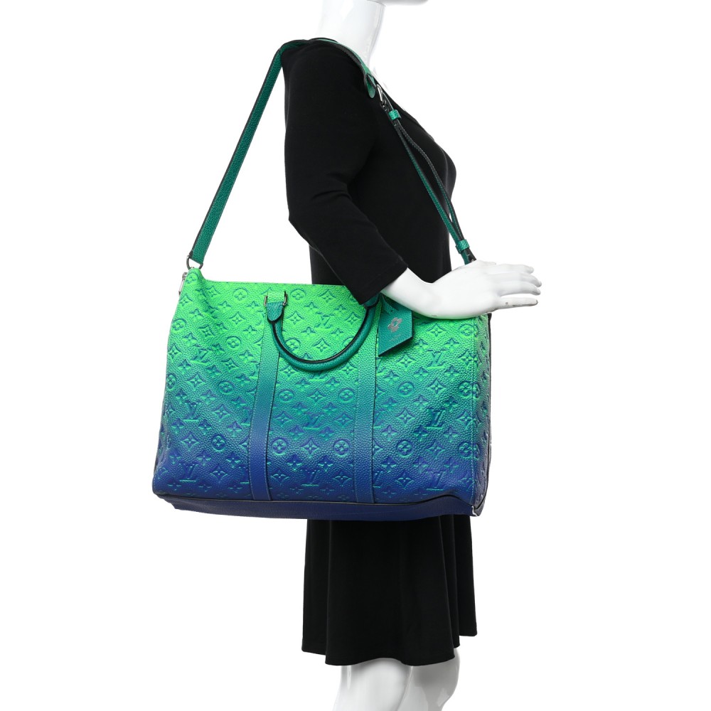 Taurillon Illusion Keepall Tote Bleu Vert