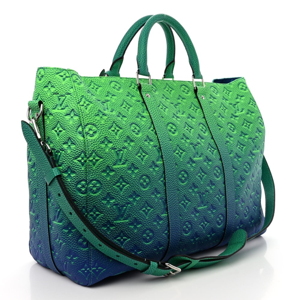 Taurillon Illusion Keepall Tote Bleu Vert