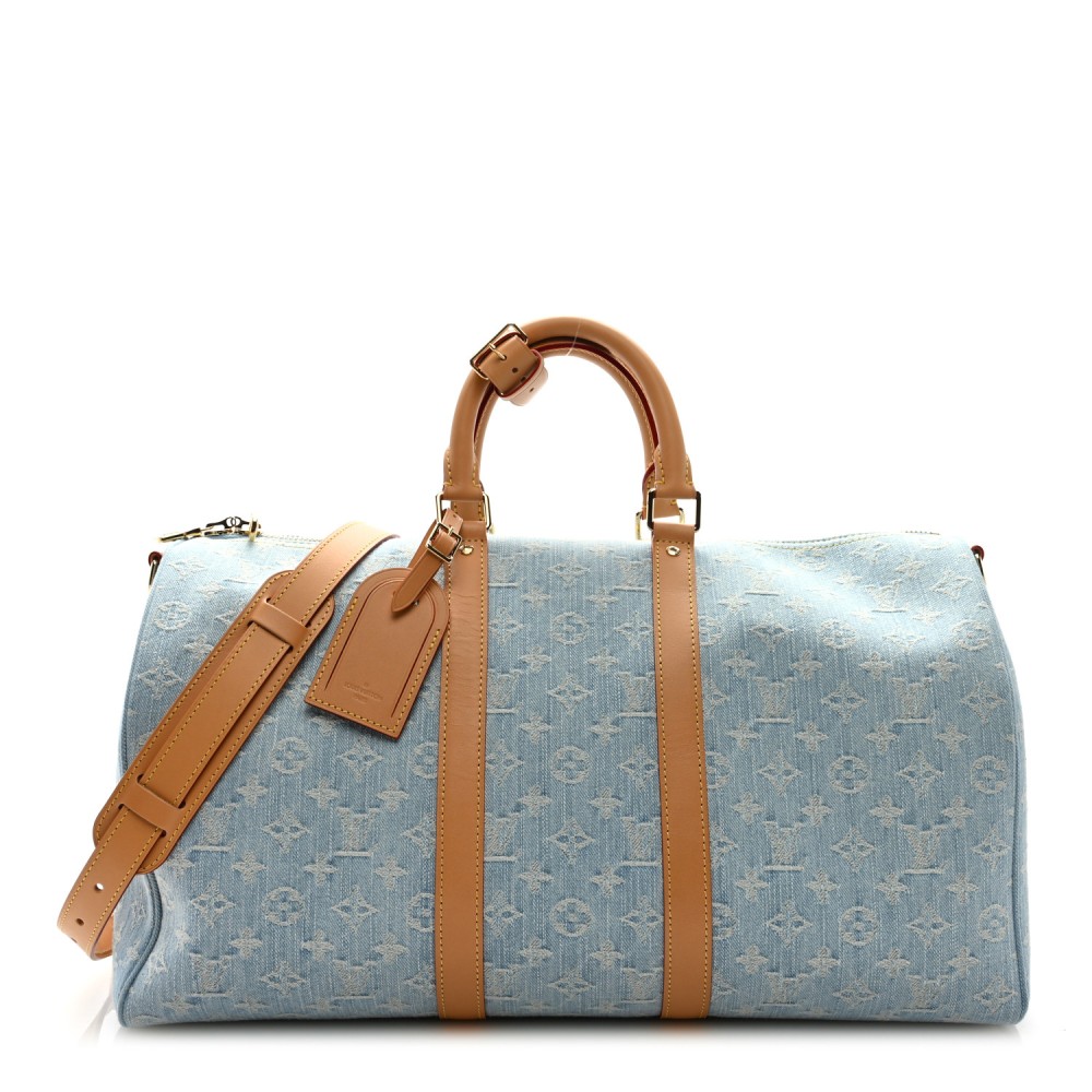 Denim Monogram Keepall Bandouliere 45 Sky Blue