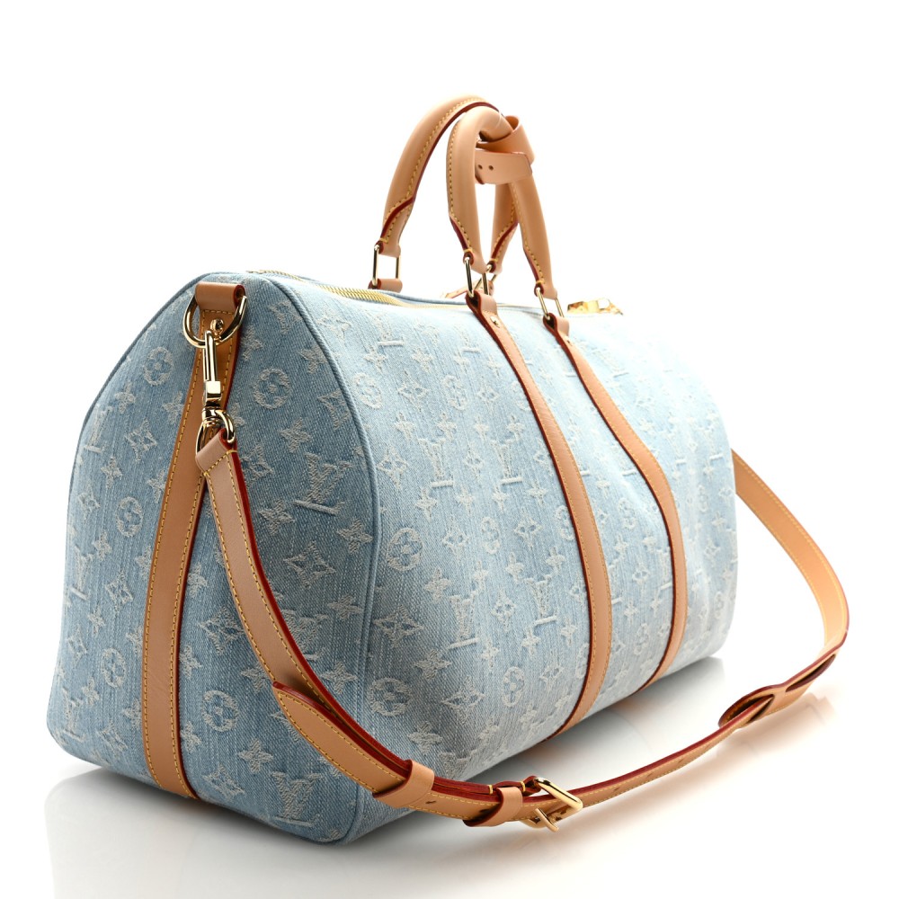 Denim Monogram Keepall Bandouliere 45 Sky Blue