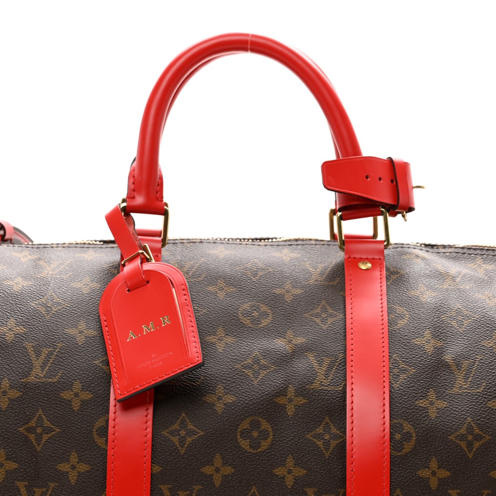 Calfskin Monogram Keepall Bandouliere 50 Coquelicot