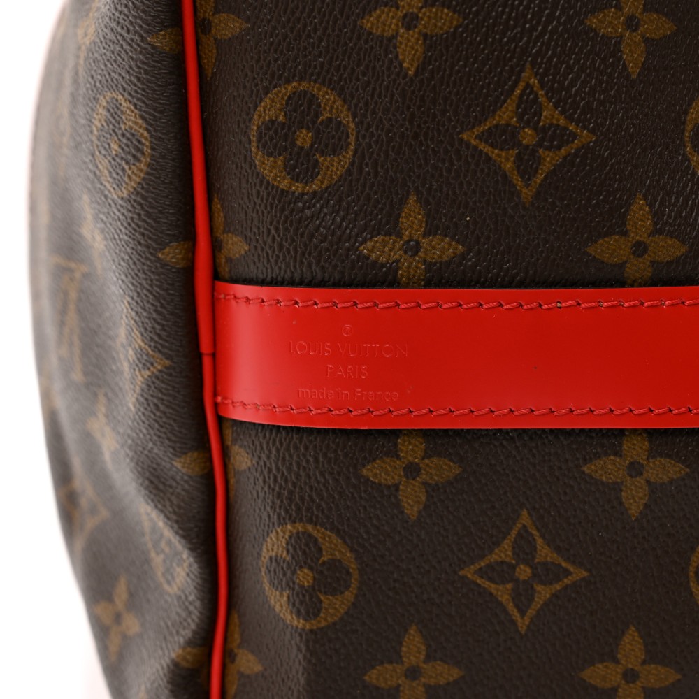 Calfskin Monogram Keepall Bandouliere 50 Coquelicot