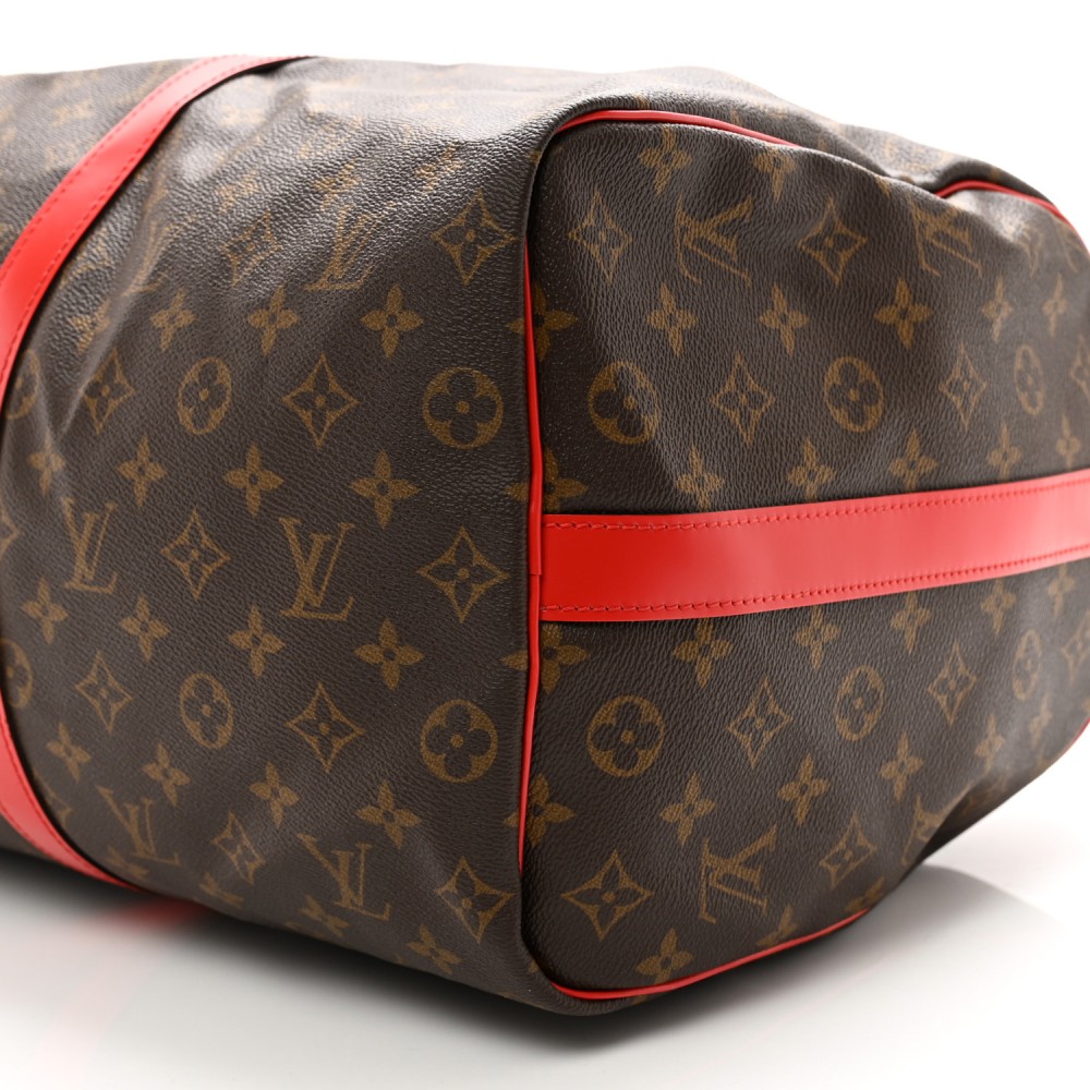 Calfskin Monogram Keepall Bandouliere 50 Coquelicot