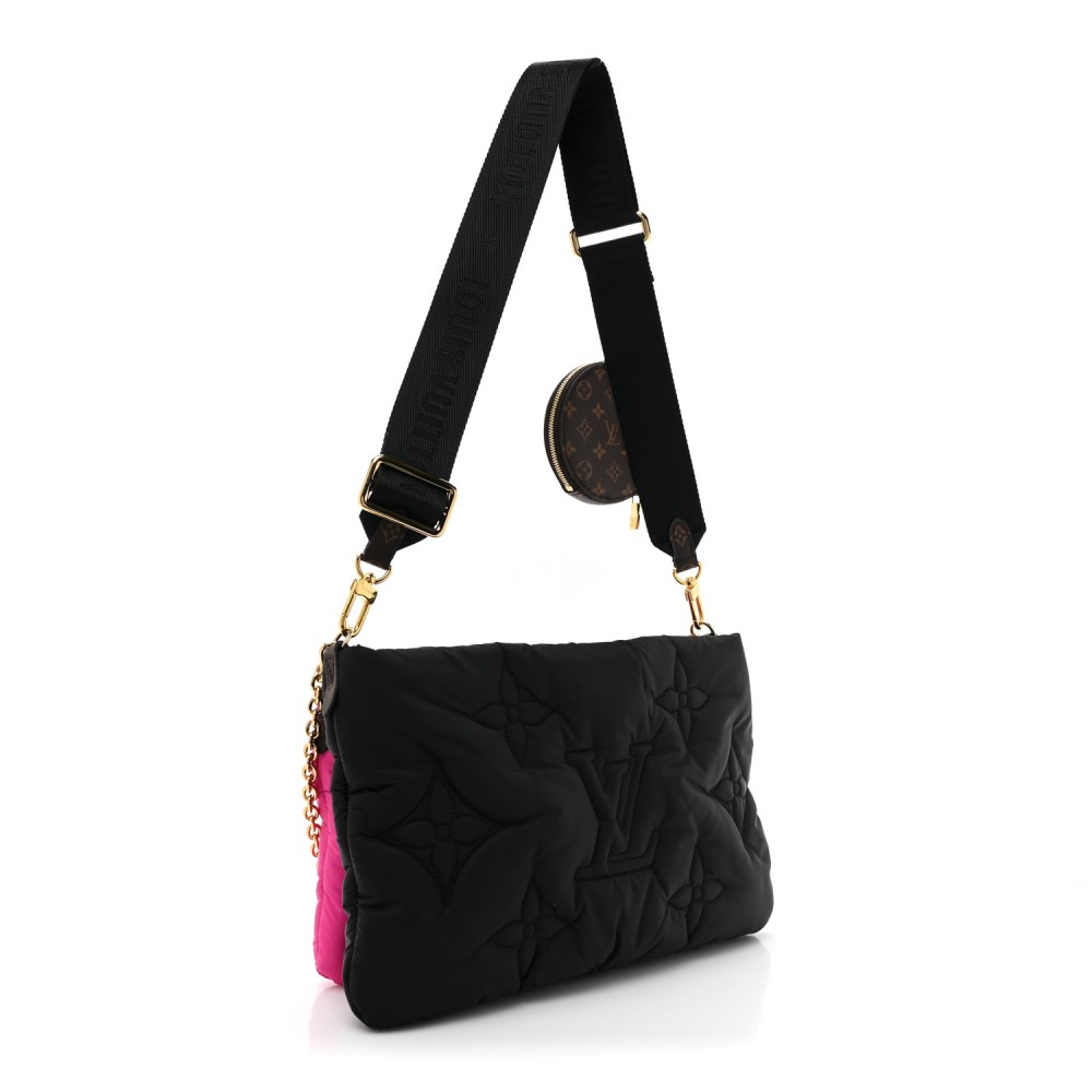 Econyl Monogram Pillow Maxi Multi Pochette Accessories Black Fuchsia